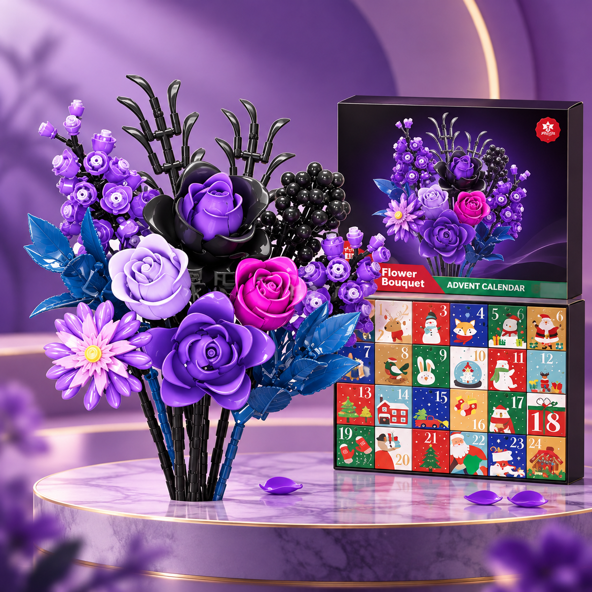 🎄24-Day Flower Bouquet Building Block Advent Calendar🌸