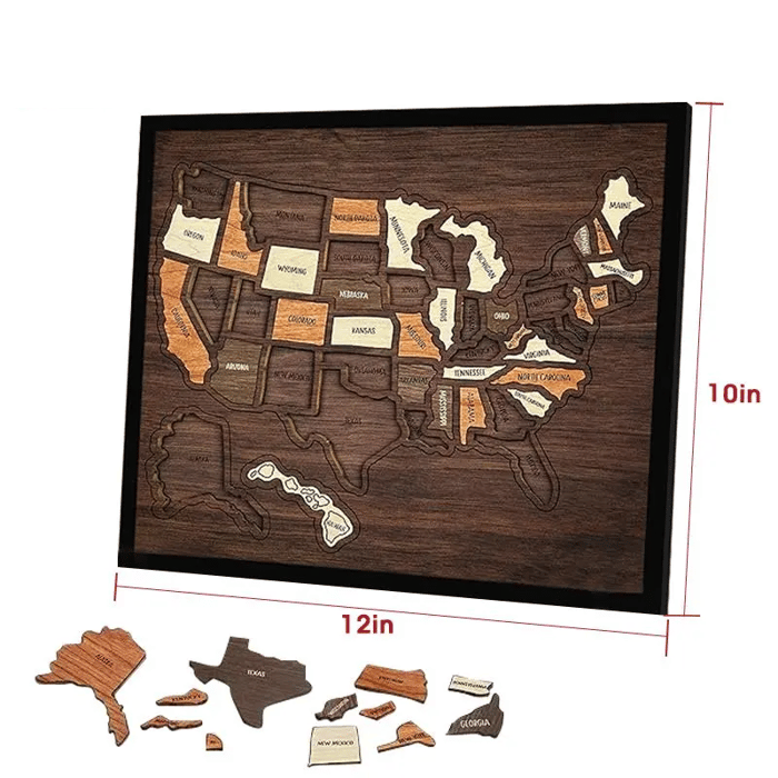 Map Your Memories🗺️Wooden USA Travel Map Puzzle🧩