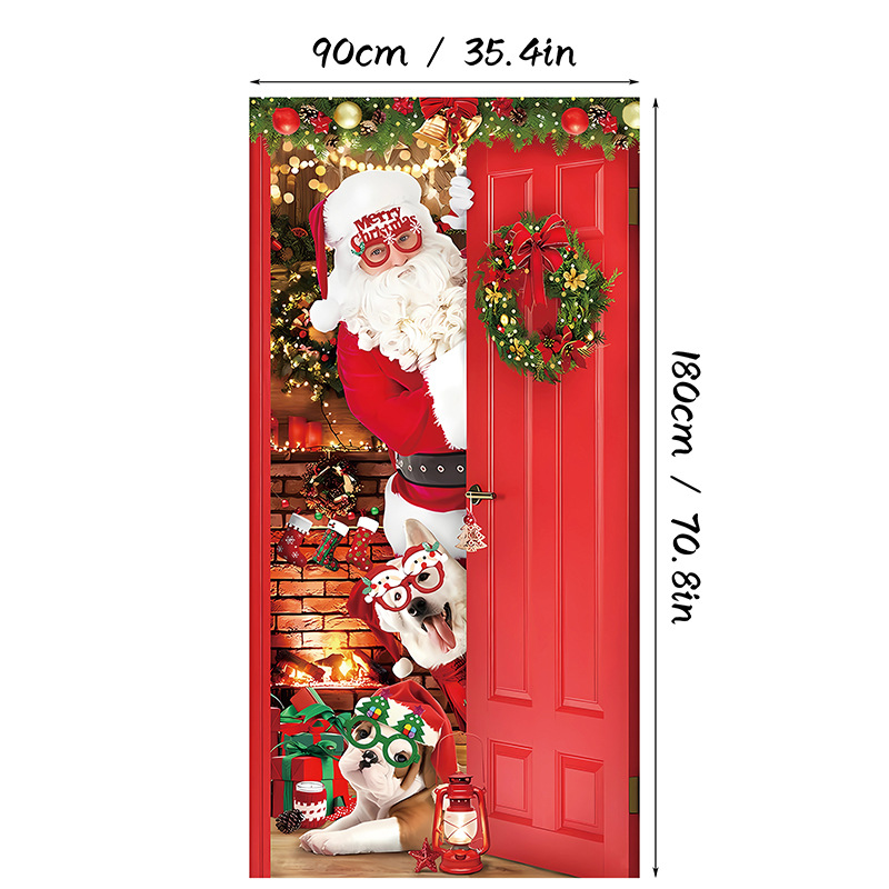 Christmas Door Cover Banner Backdrop Decoration-Fabric Reusable