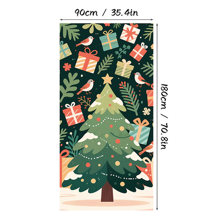 Christmas Door Cover Banner Backdrop Decoration-Fabric Reusable