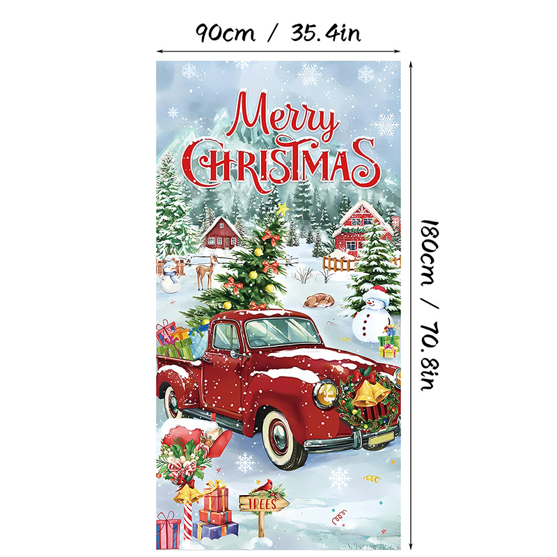 Christmas Door Cover Banner Backdrop Decoration-Fabric Reusable