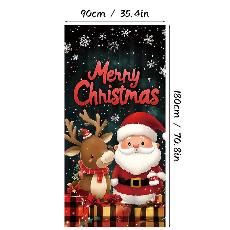 Christmas Door Cover Banner Backdrop Decoration-Fabric Reusable