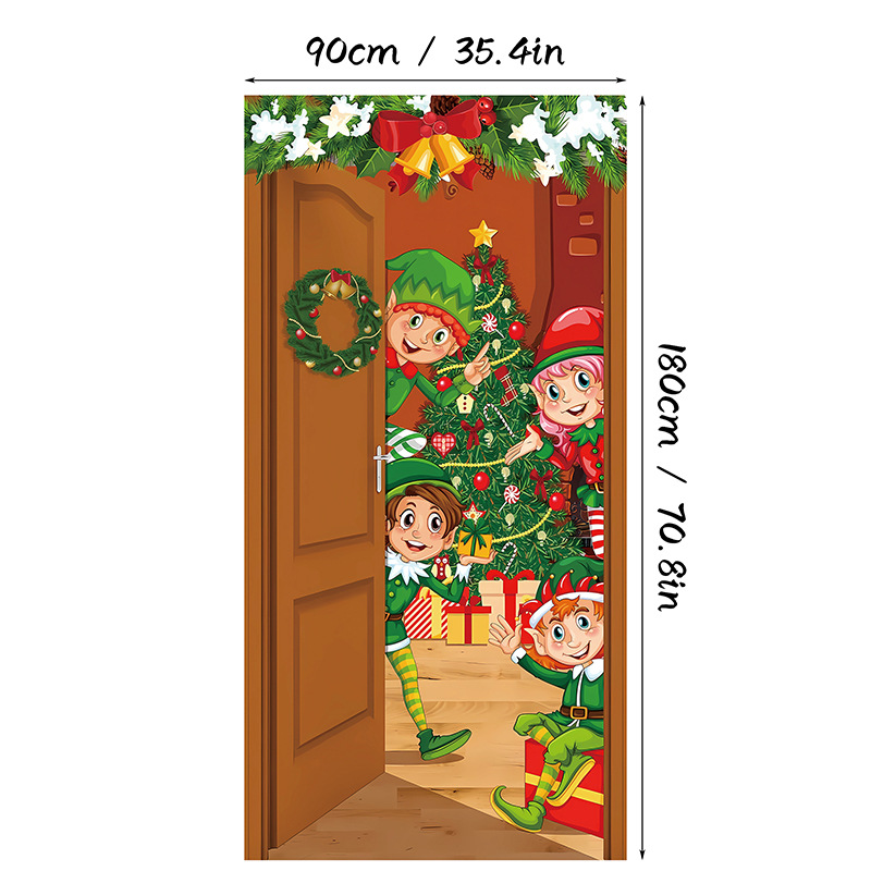 Christmas Door Cover Banner Backdrop Decoration-Fabric Reusable
