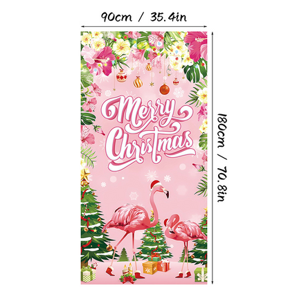 Christmas Door Cover Banner Backdrop Decoration-Fabric Reusable