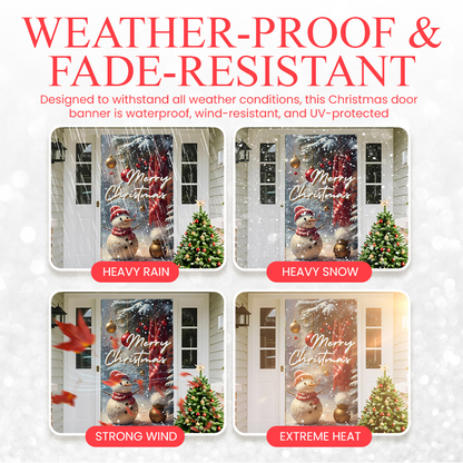 Christmas Door Cover Banner Backdrop Decoration-Fabric Reusable