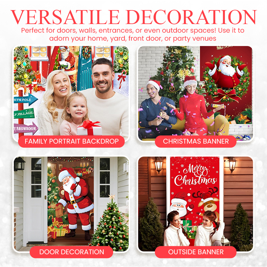 Christmas Door Cover Banner Backdrop Decoration-Fabric Reusable