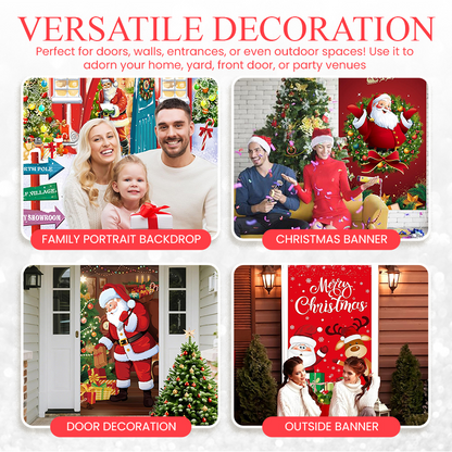 Christmas Door Cover Banner Backdrop Decoration-Fabric Reusable