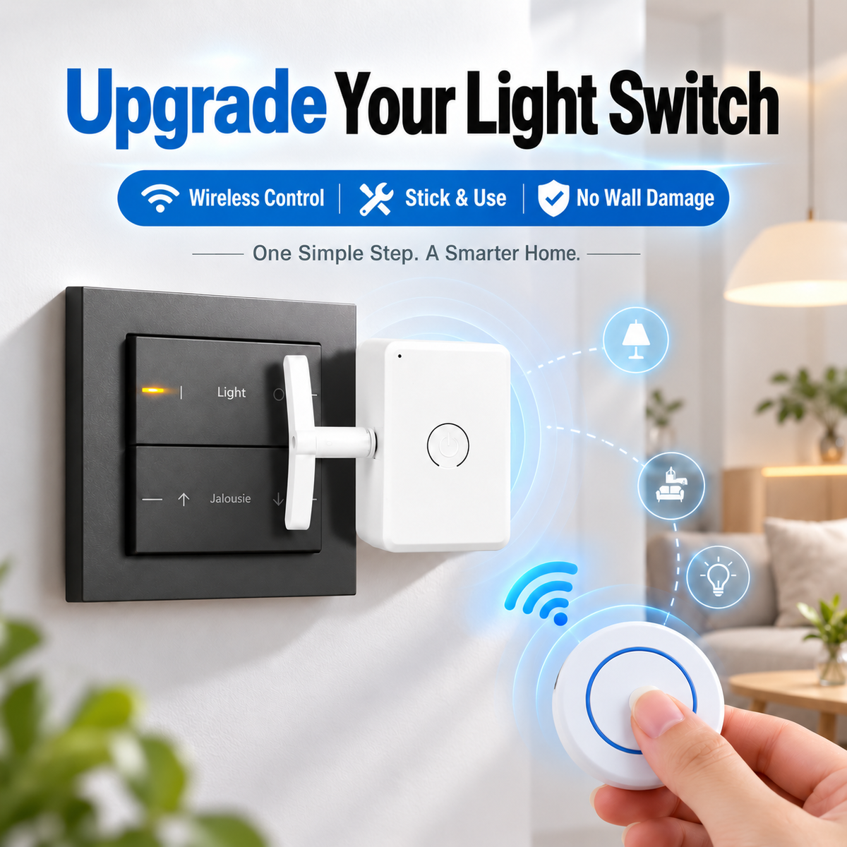 RF wall switch controller with round wireless remote
