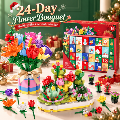 🎄24-Day Flower Bouquet Building Block Advent Calendar🌸