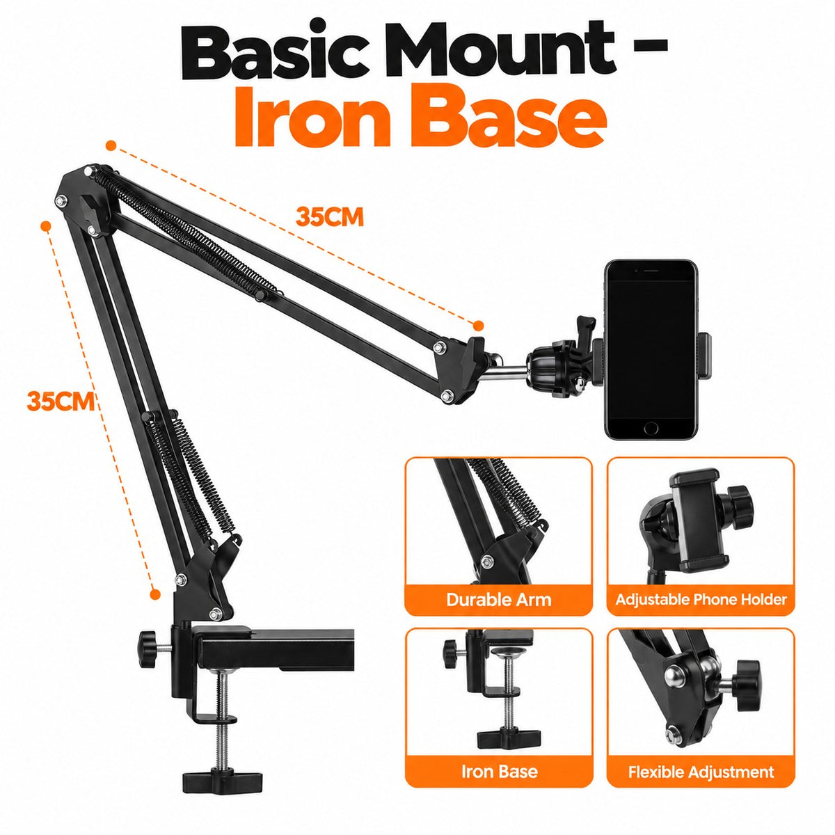 FlexiView Adjustable Phone & Camera Desk Mount