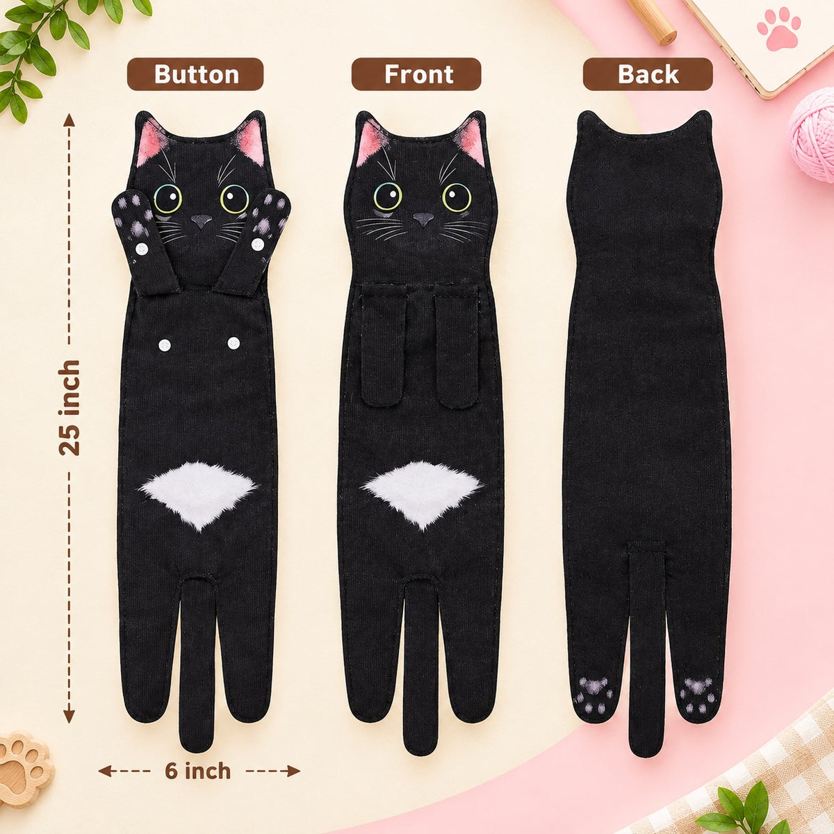 Purrfect Paw Hanging Hand Towel – Cute Cat Kitchen & Bathroom Towel