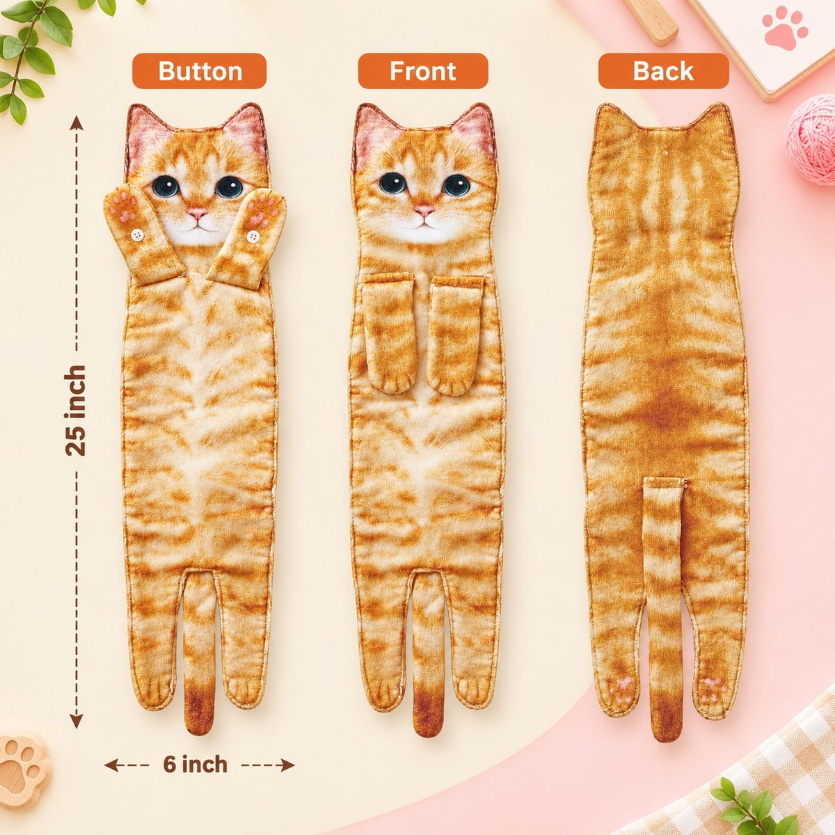 Purrfect Paw Hanging Hand Towel – Cute Cat Kitchen & Bathroom Towel