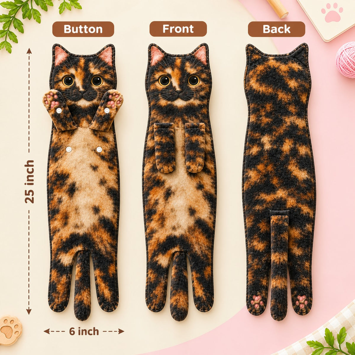 Purrfect Paw Hanging Hand Towel – Cute Cat Kitchen & Bathroom Towel