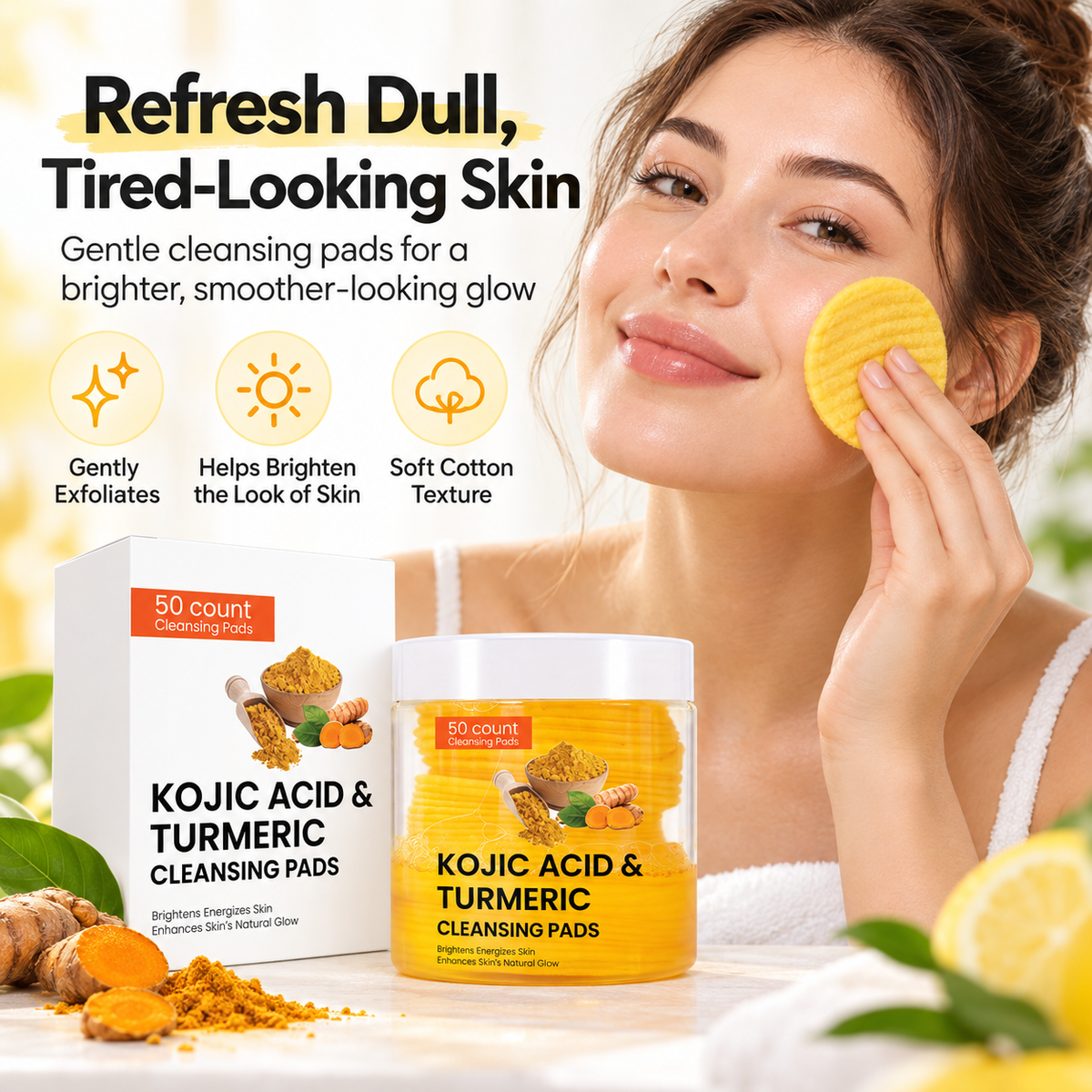 ✨ Kojic Acid & Turmeric Cleansing Pads – Cleanse, Refresh & Glow