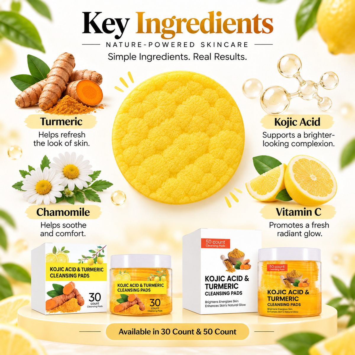 ✨ Kojic Acid & Turmeric Cleansing Pads – Cleanse, Refresh & Glow