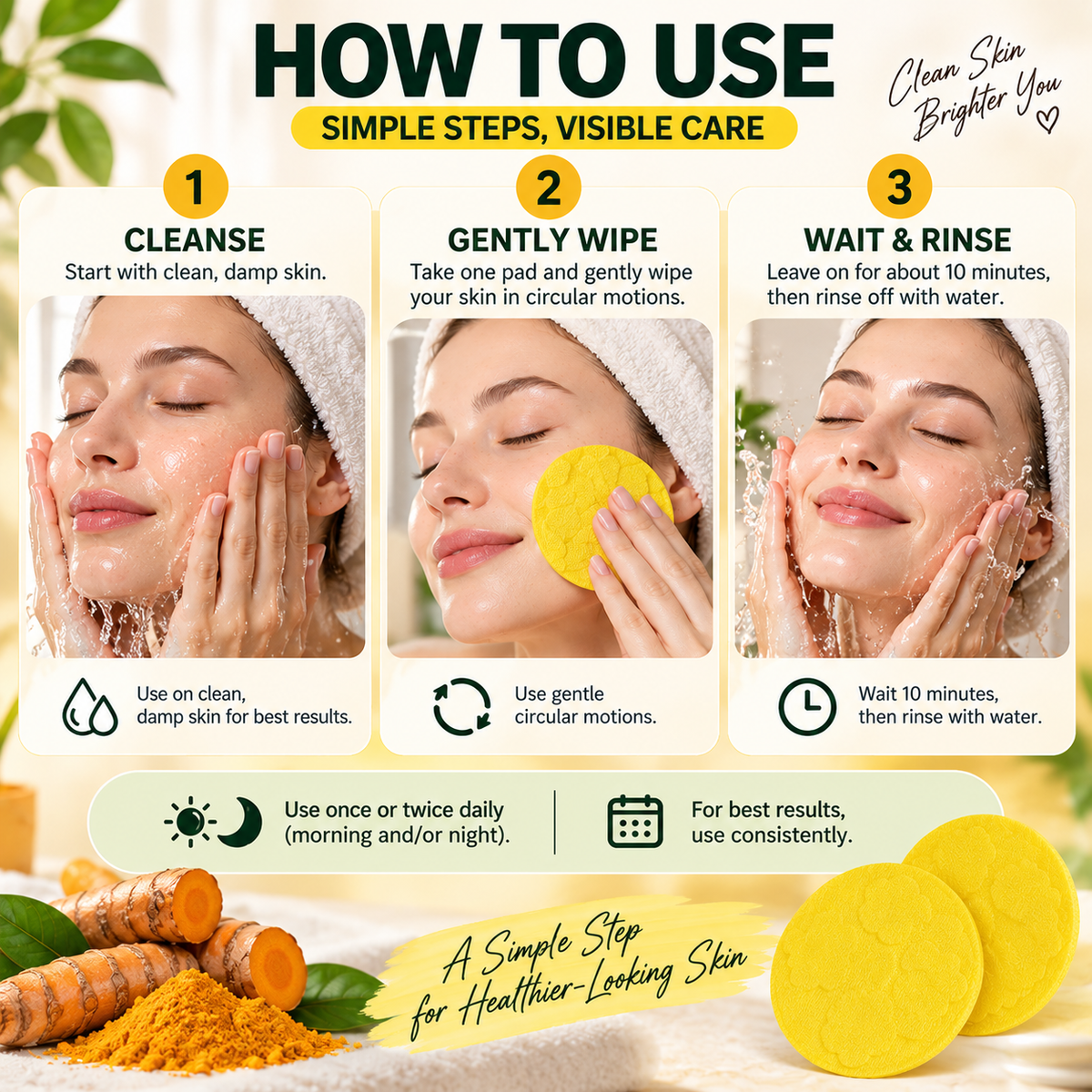 ✨ Kojic Acid & Turmeric Cleansing Pads – Cleanse, Refresh & Glow