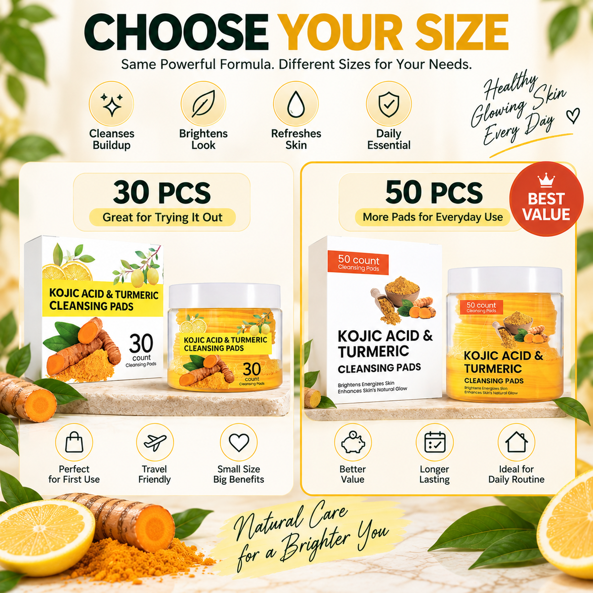 ✨ Kojic Acid & Turmeric Cleansing Pads – Cleanse, Refresh & Glow