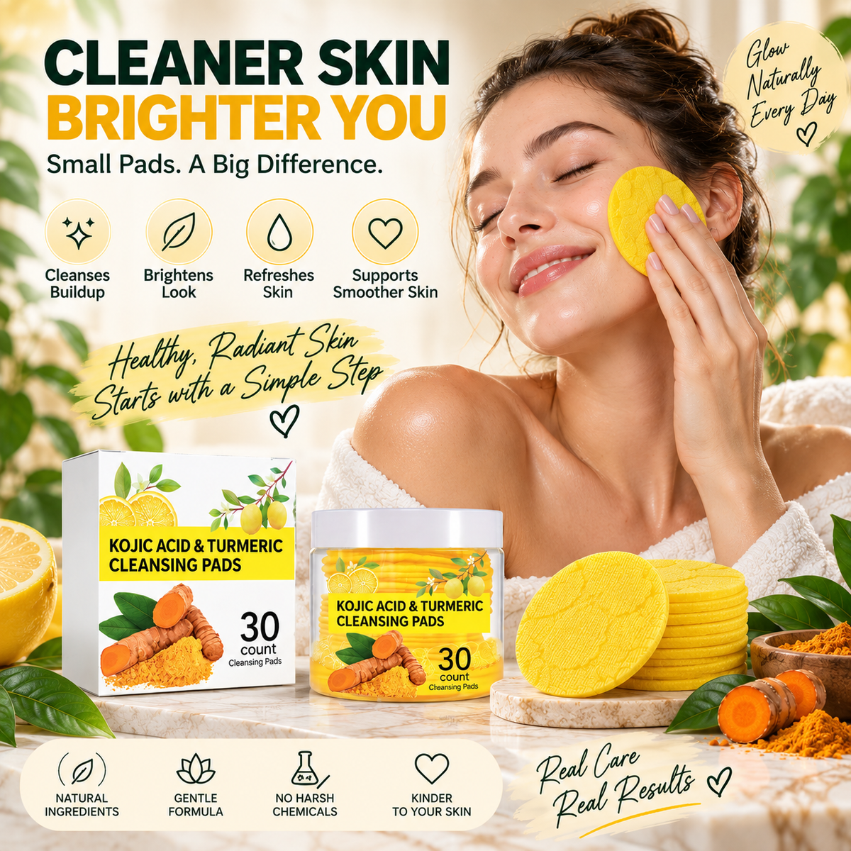 ✨ Kojic Acid & Turmeric Cleansing Pads – Cleanse, Refresh & Glow