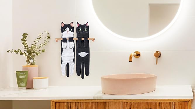 🎄Early Christmas Sale 🎅 Funny Cat Hand Towels