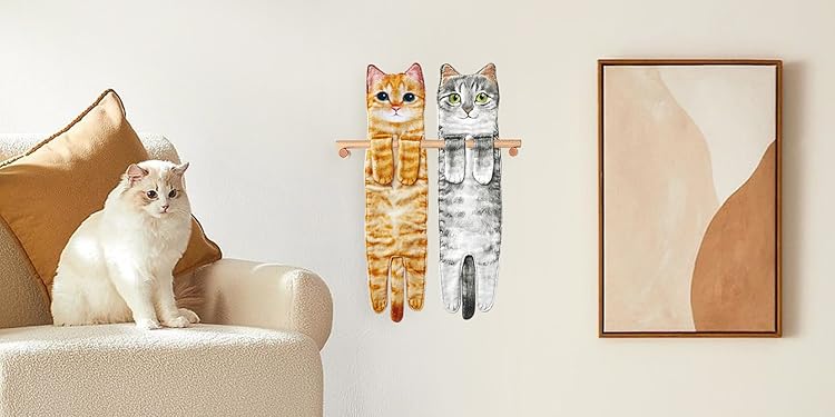 🎄Early Christmas Sale 🎅 Funny Cat Hand Towels