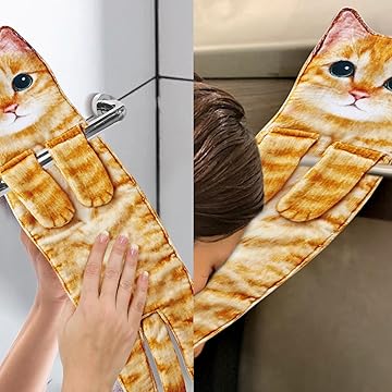 🎄Early Christmas Sale 🎅 Funny Cat Hand Towels