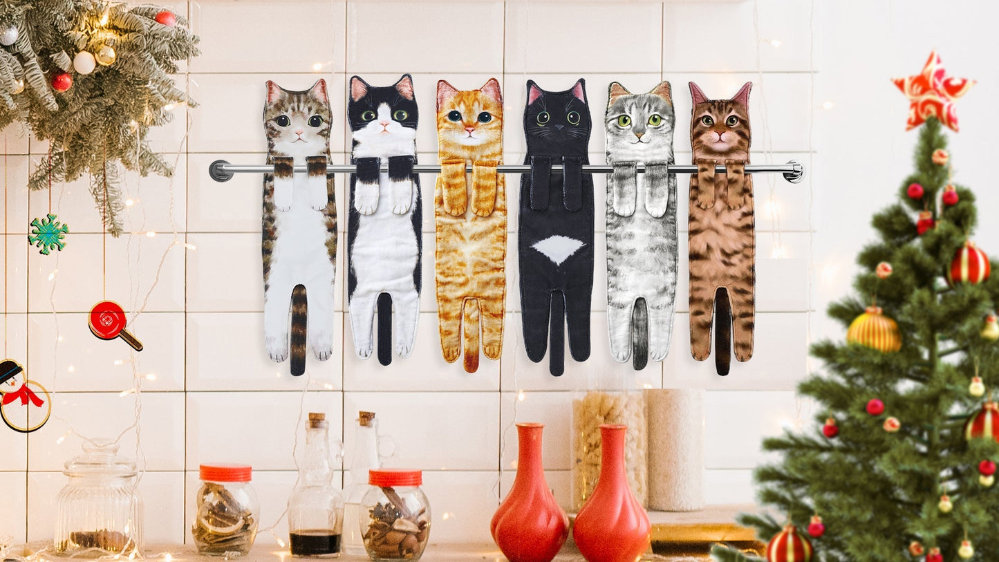 🎄Early Christmas Sale 🎅 Funny Cat Hand Towels
