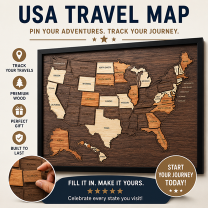 Map Your Memories🗺️Wooden USA Travel Map Puzzle🧩