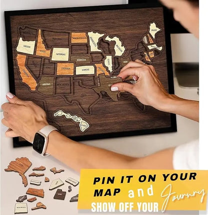 Map Your Memories🗺️Wooden USA Travel Map Puzzle🧩