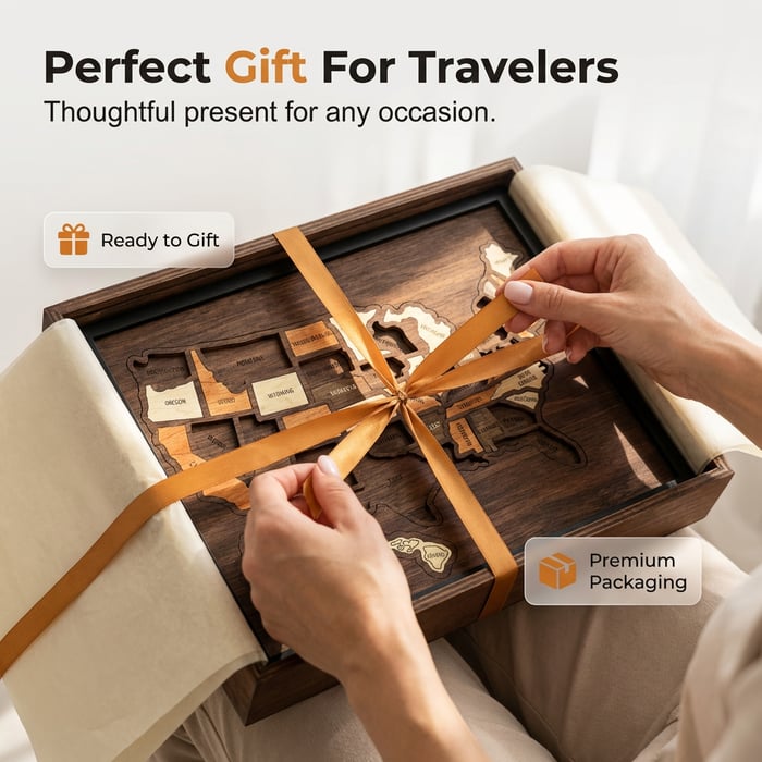 Map Your Memories🗺️Wooden USA Travel Map Puzzle🧩