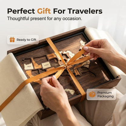 Map Your Memories🗺️Wooden USA Travel Map Puzzle🧩
