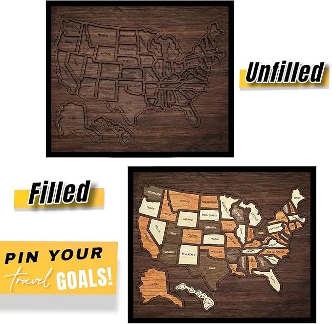 Map Your Memories🗺️Wooden USA Travel Map Puzzle🧩