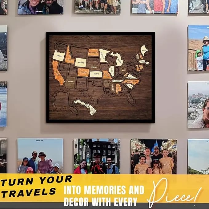 Map Your Memories🗺️Wooden USA Travel Map Puzzle🧩
