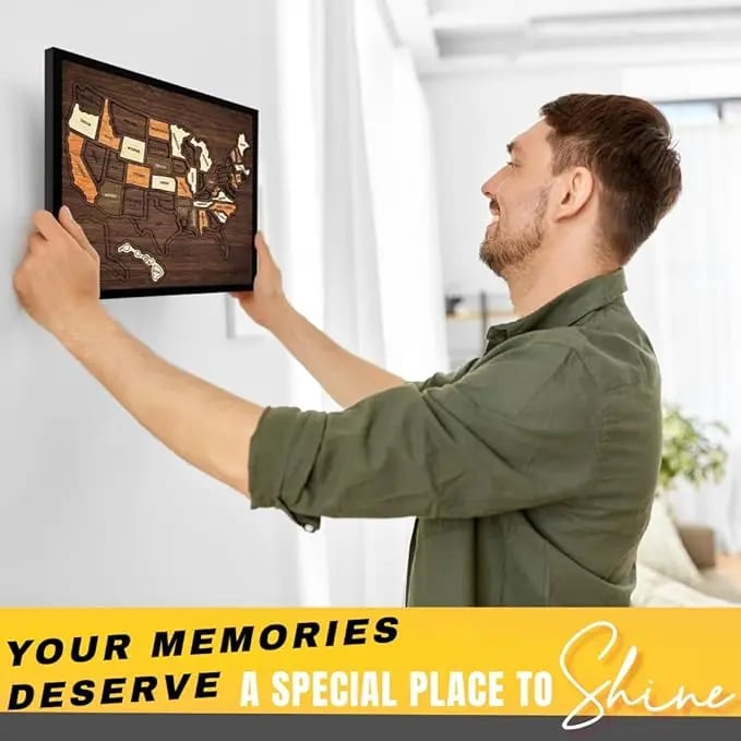 Map Your Memories🗺️Wooden USA Travel Map Puzzle🧩