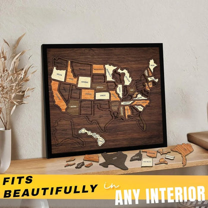 Map Your Memories🗺️Wooden USA Travel Map Puzzle🧩