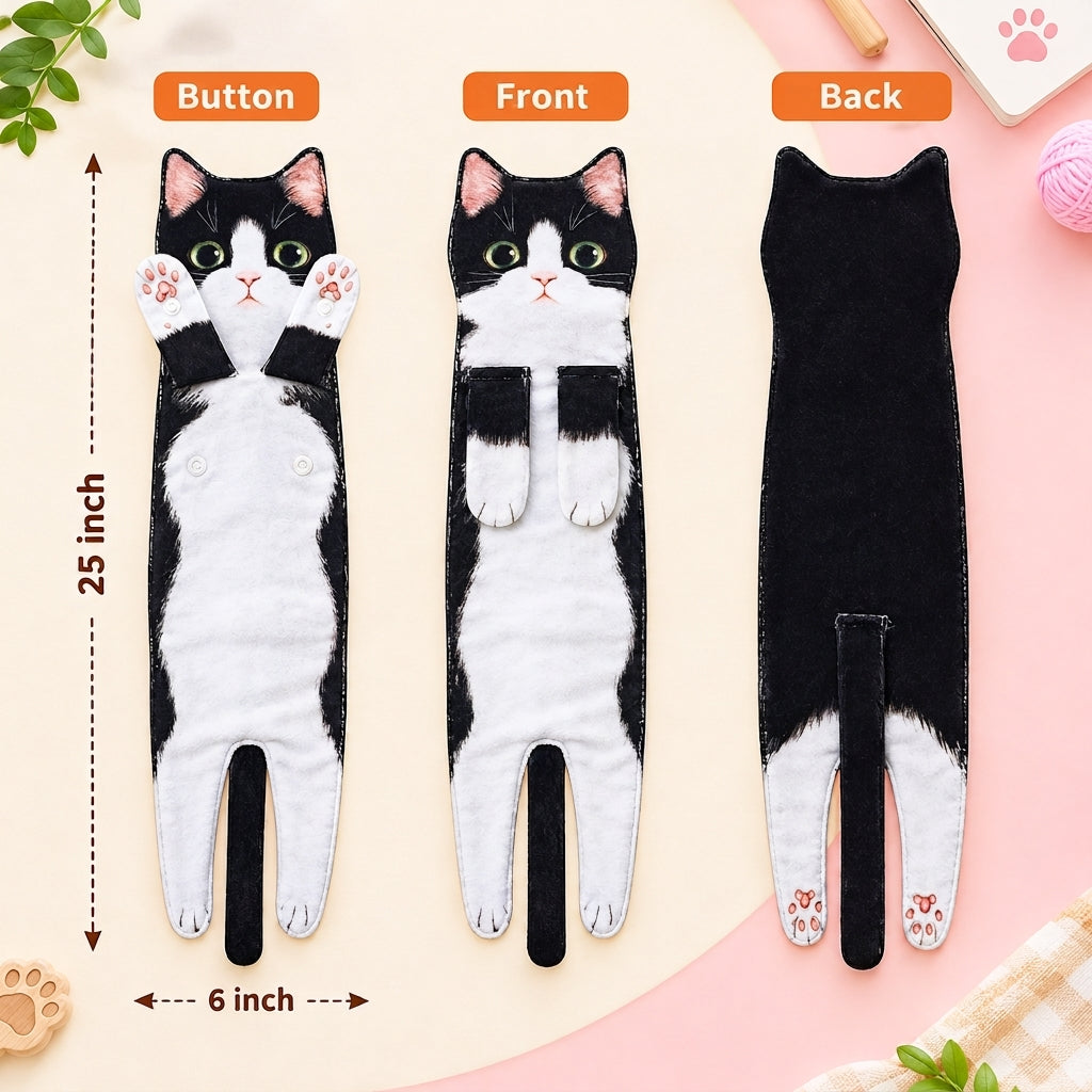 Purrfect Paw Hanging Hand Towel – Cute Cat Kitchen & Bathroom Towel