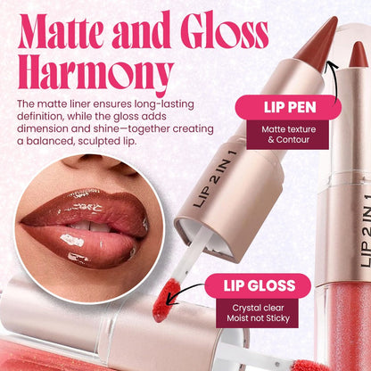 Glass Shine Dual Lip Sculptor: Matte Liner & Water Glow Gloss