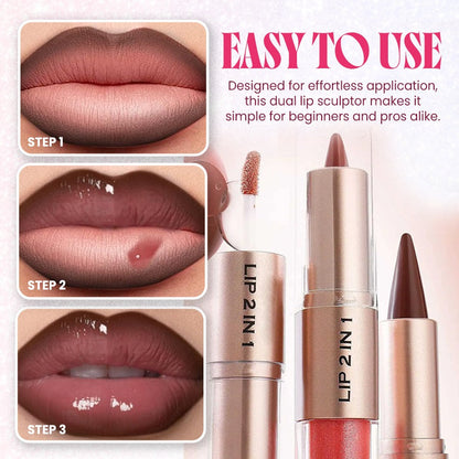 Glass Shine Dual Lip Sculptor: Matte Liner & Water Glow Gloss