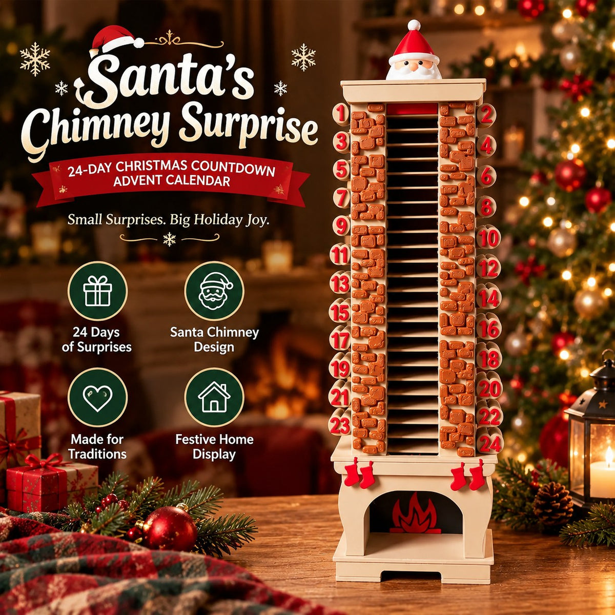 Santa’s Chimney Surprise – 24-Day Christmas Countdown Advent Calendar