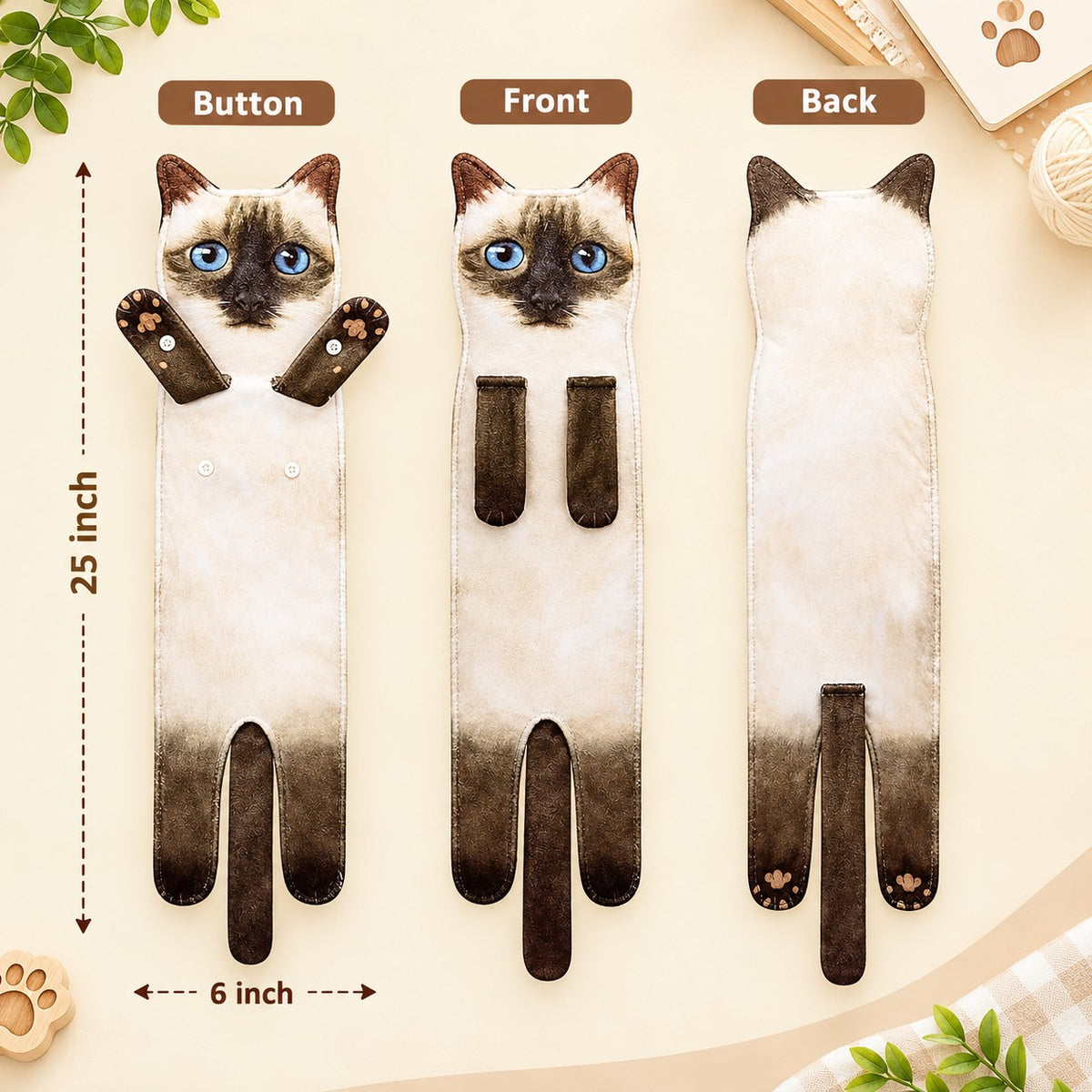 Purrfect Paw Hanging Hand Towel – Cute Cat Kitchen & Bathroom Towel