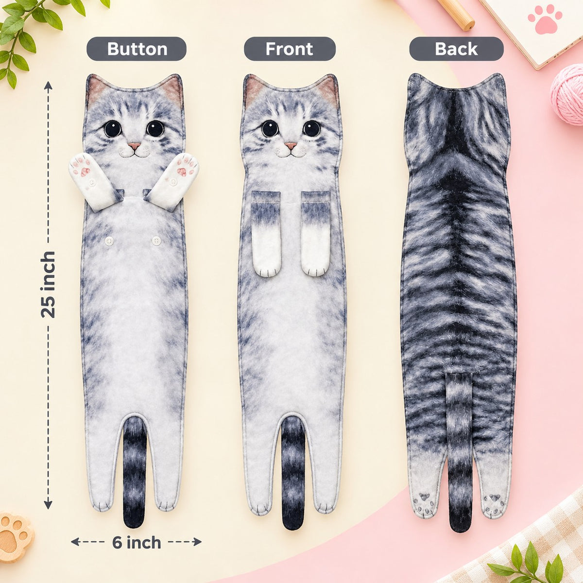 Purrfect Paw Hanging Hand Towel – Cute Cat Kitchen & Bathroom Towel