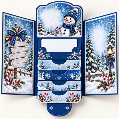 Christmas Waterfall Gift Card Booklet – Pull-Tab Gift Holder for 4 Cards