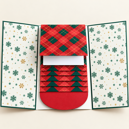 Christmas Waterfall Gift Card Booklet – Pull-Tab Gift Holder for 4 Cards