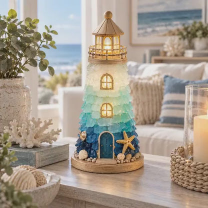 Lighted Lighthouse Craft Kit, Sea GlassStyle DIY Coastal Decor