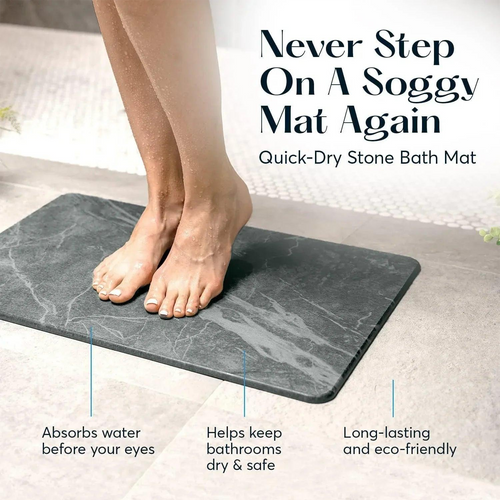 Nature's Touch Stone Bath Mat | Anti Slip | Anti Bacterial