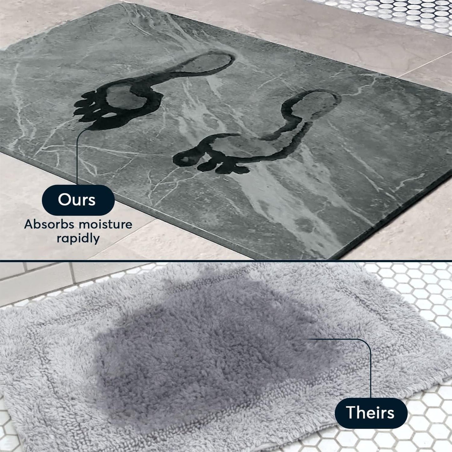 Nature's Touch Stone Bath Mat | Anti Slip | Anti Bacterial